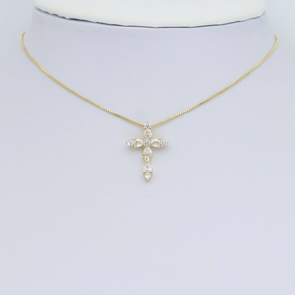 Crystal Silver Gold Cross Shape Charm Pendant, Sku#A376
