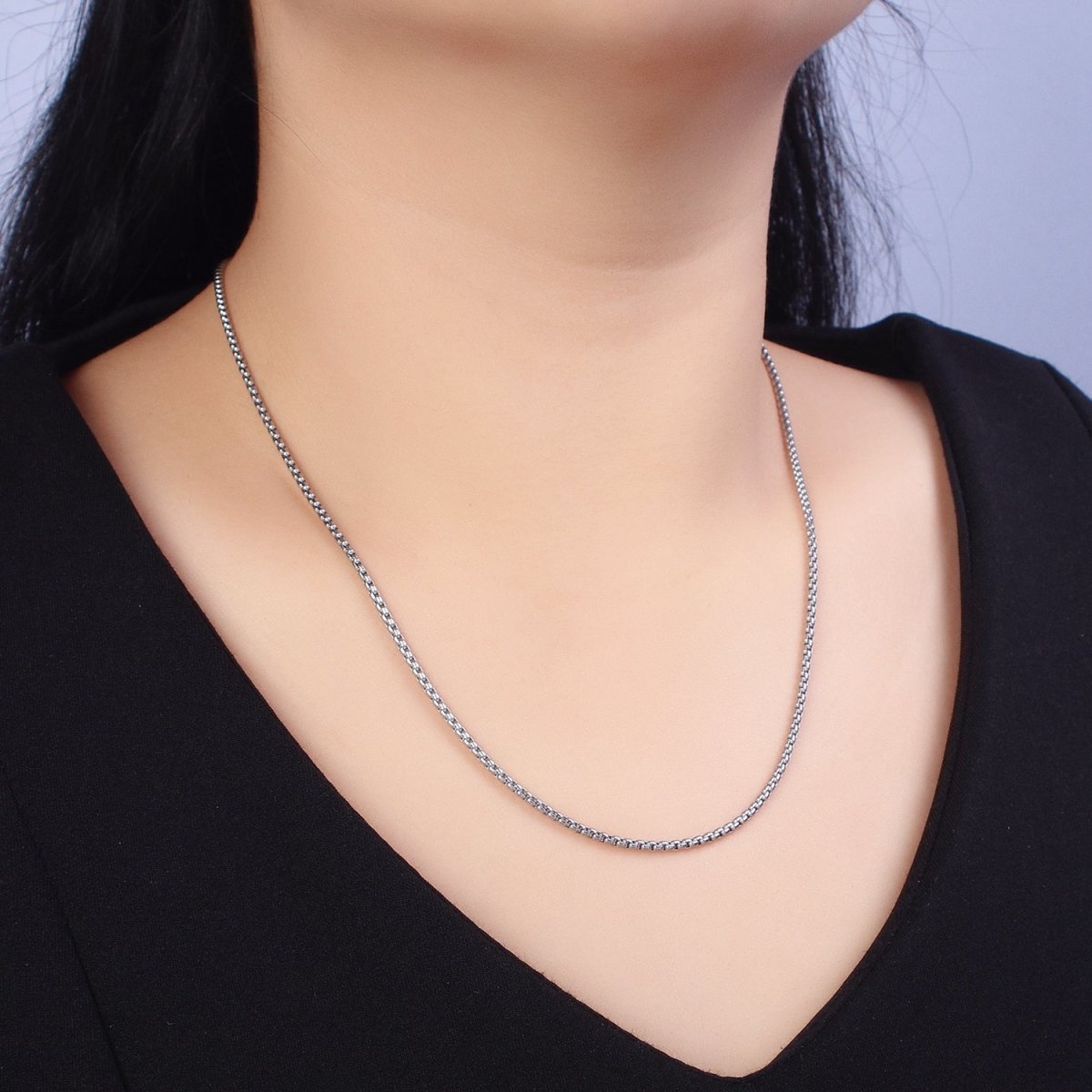 Cable Rolo Chain Necklace for Men or Women, Stainless Steel Box Chain 2mm Gold Silver Tone Tarnish Free Necklace Chain | WA-1706 WA-1707 Clearance Pricing
