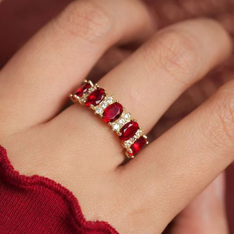 Peridot Vintage Gorgeous Heavy Industry Light Luxury Zircon Full Diamond Ring, Stackable New Style, Shiny Marquise & Round Cut
