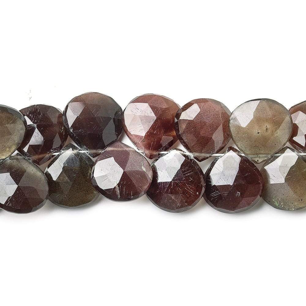Cat's Eye Scapolite Faceted Heart Briolette Beads, 8 inch, 11x11x5-12x12x5mm, 48 pieces