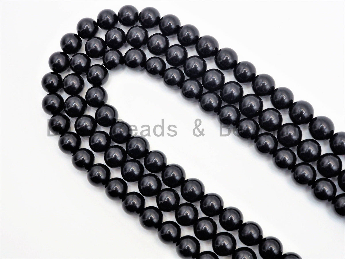Quality Natural Jet Beads, 4mm/6mm/8mm/10mm/12mm/16mm Black Round Smooth Gemstone Beads, Black Jet Beads, 15.5inch full strand, SKU#U400