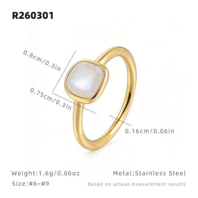 French-style Vintage Natural White Mother-of-Pearl Ring For Women