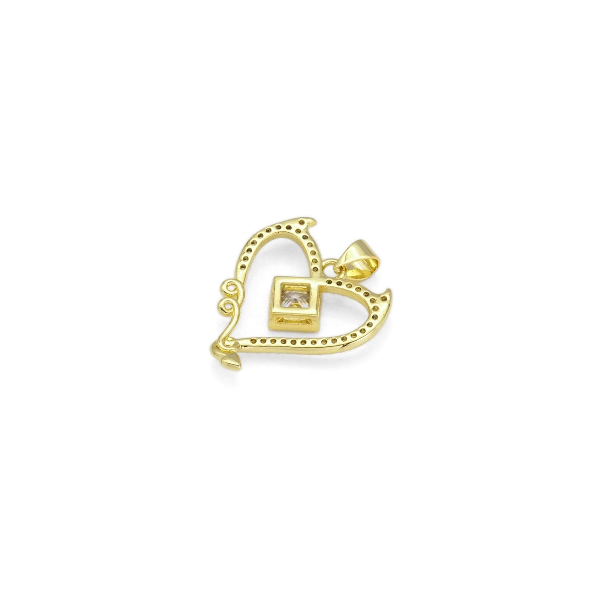 Gold Diamond CZ Heart Charm, Sku#LK888