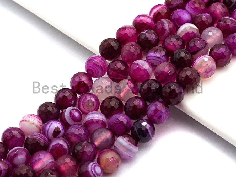 High Quality Faceted Purple Banded Agate beads, 6mm/8mm/10mm/12mm Violet Agate Gemstone beads, Natural Agate Beads,15.5inch strand, SKU#U451