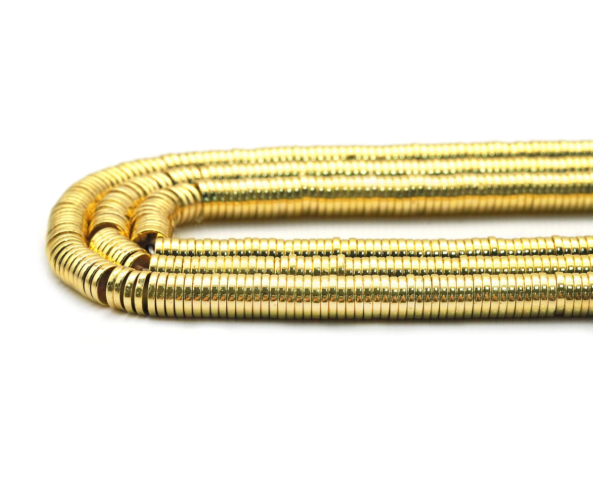 Bright Gold Hematite Heishi beads, 3mm/4mm/6mm, sku#S150