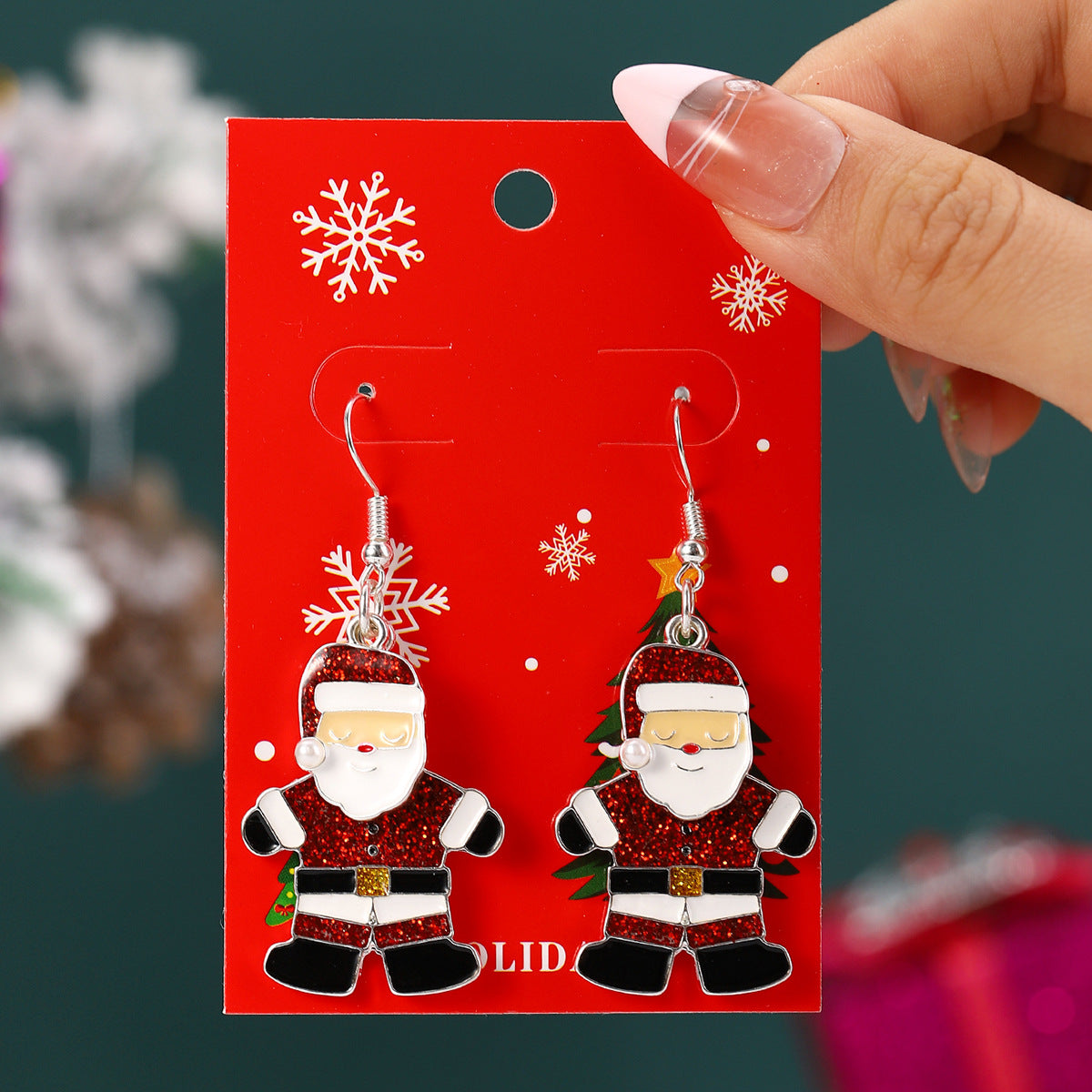 European And American Cross-Border Hot Selling New Christmas Pendant Earrings Cartoon Diamond Alloy Material Christmas Earrings Series Wholesale