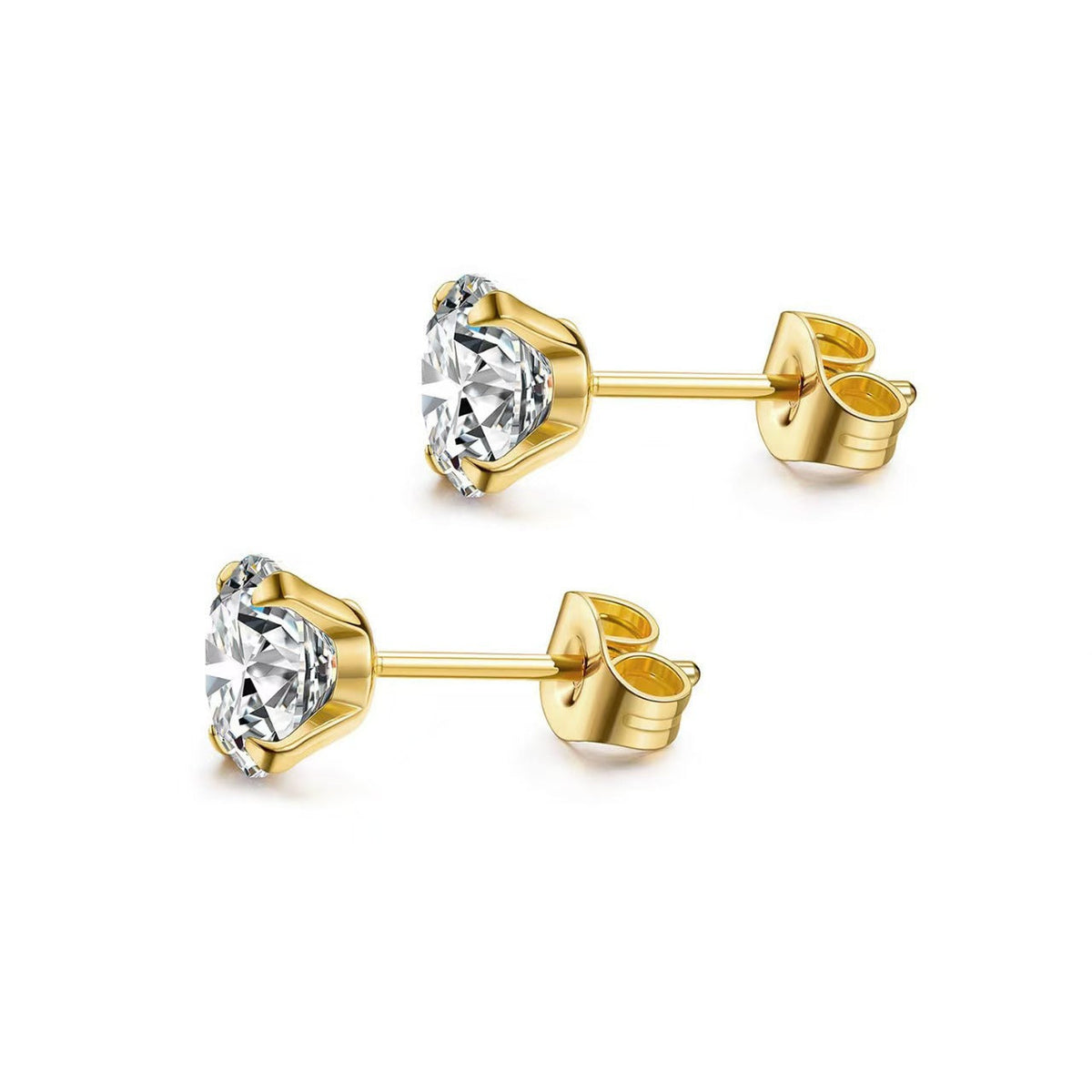 Stainless Steel Piercing Titanium Stud Earrings With Zircon Inlays