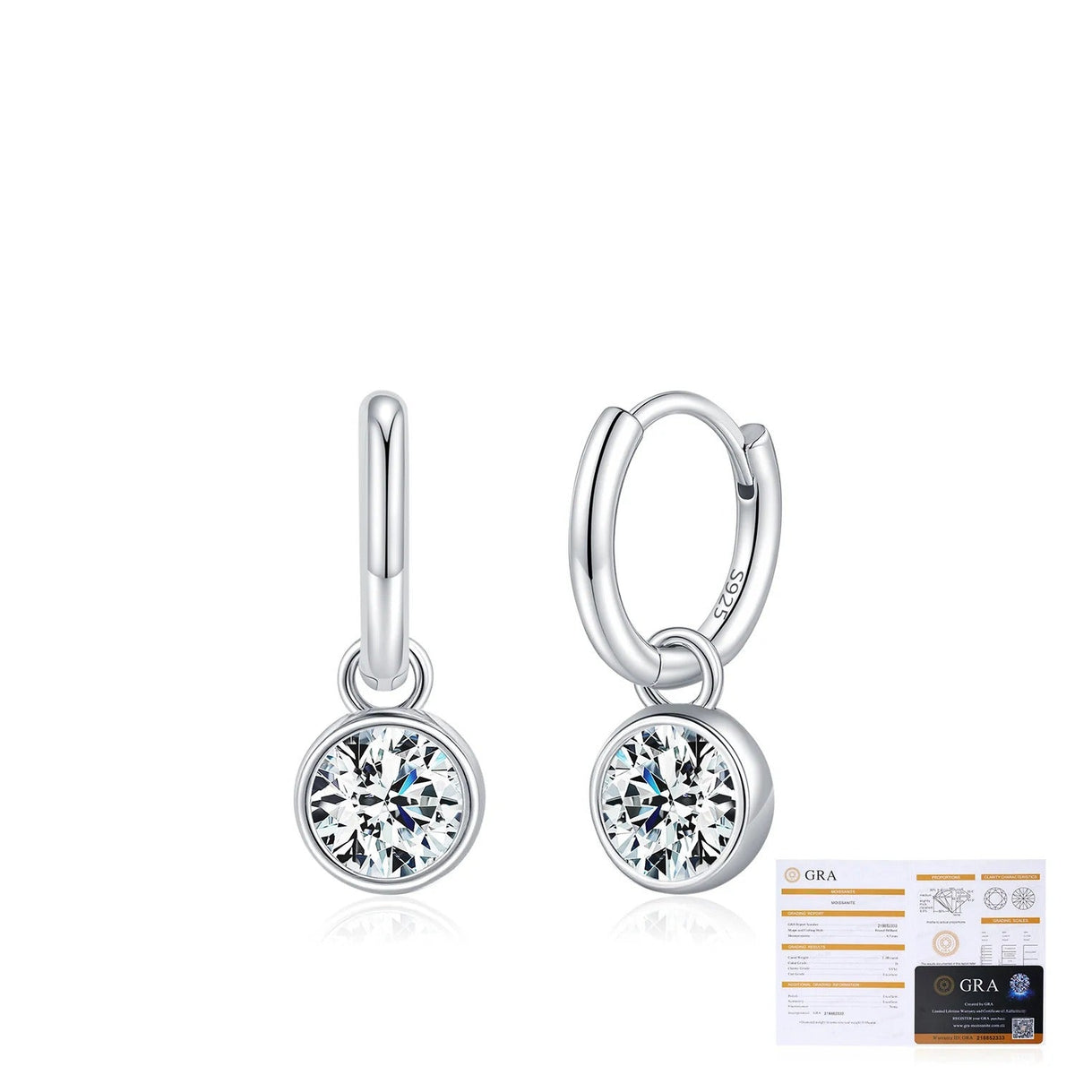 Round D-Color VVS1 Moissanite Bubble Pendant Earrings in Sterling Silver – Lightweight Geometric Pair for Everyday Elegance