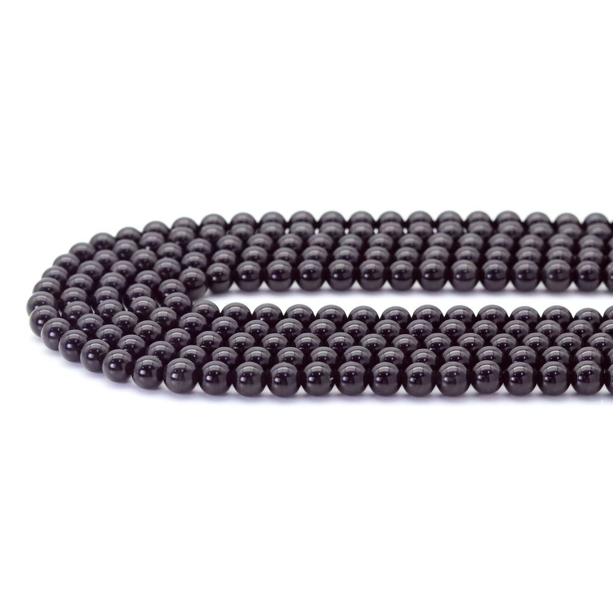 Genuine Black Obsidian Round Smooth Beads, Sku#U1775