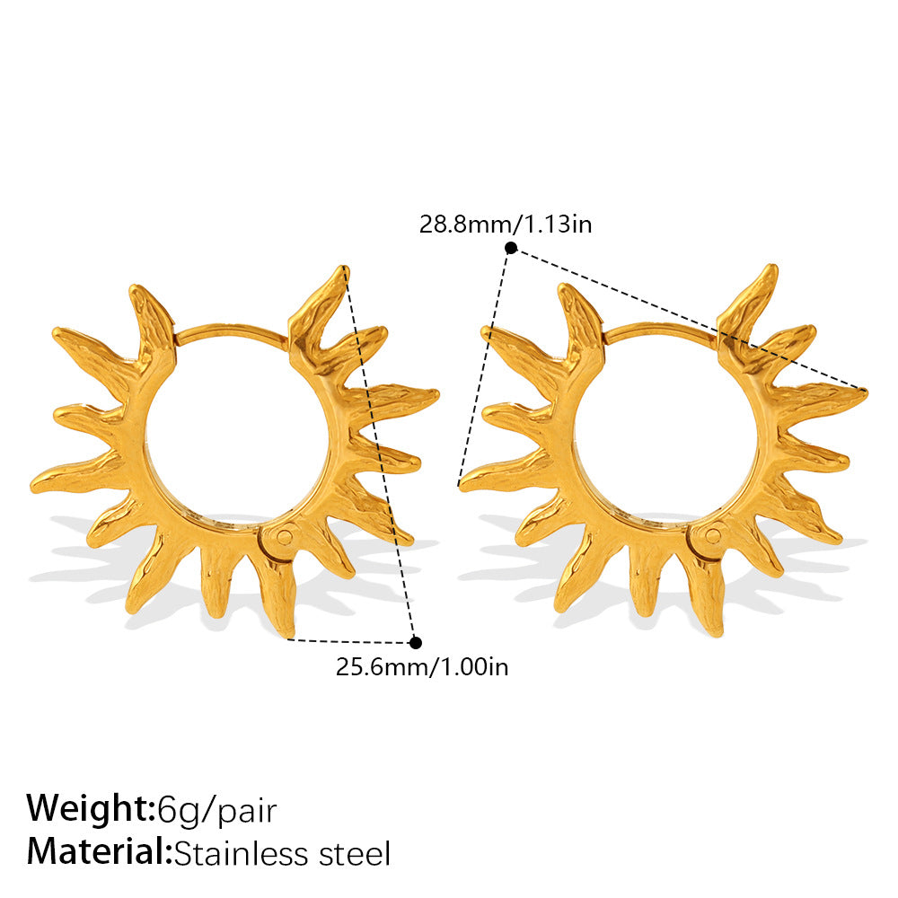 Fashion Vacation Style Geometric U-Shape & Triangle Earrings, Gold Color Fade-Resistant Sun Design, Daily Commute Earrings For Women