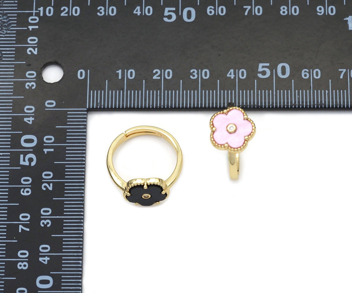Mother-of-pearl Flower Adjustable Ring, Sku#FH212