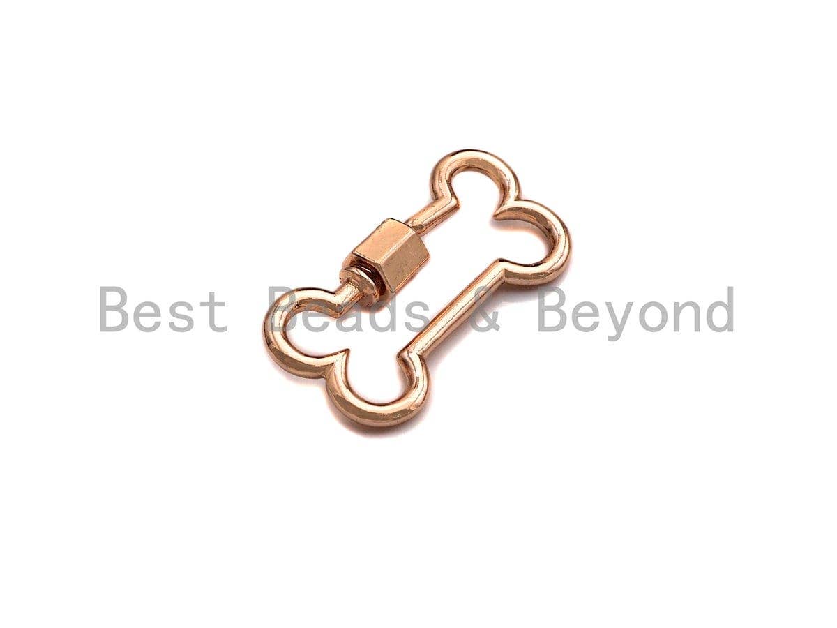 Dog Bone Shape Clasp, CZ Pave ScrewClasp, Pet Charm, Gold/Silver/Rose Gold/Black Carabiner Clasp, 14x26mm, sku#H299