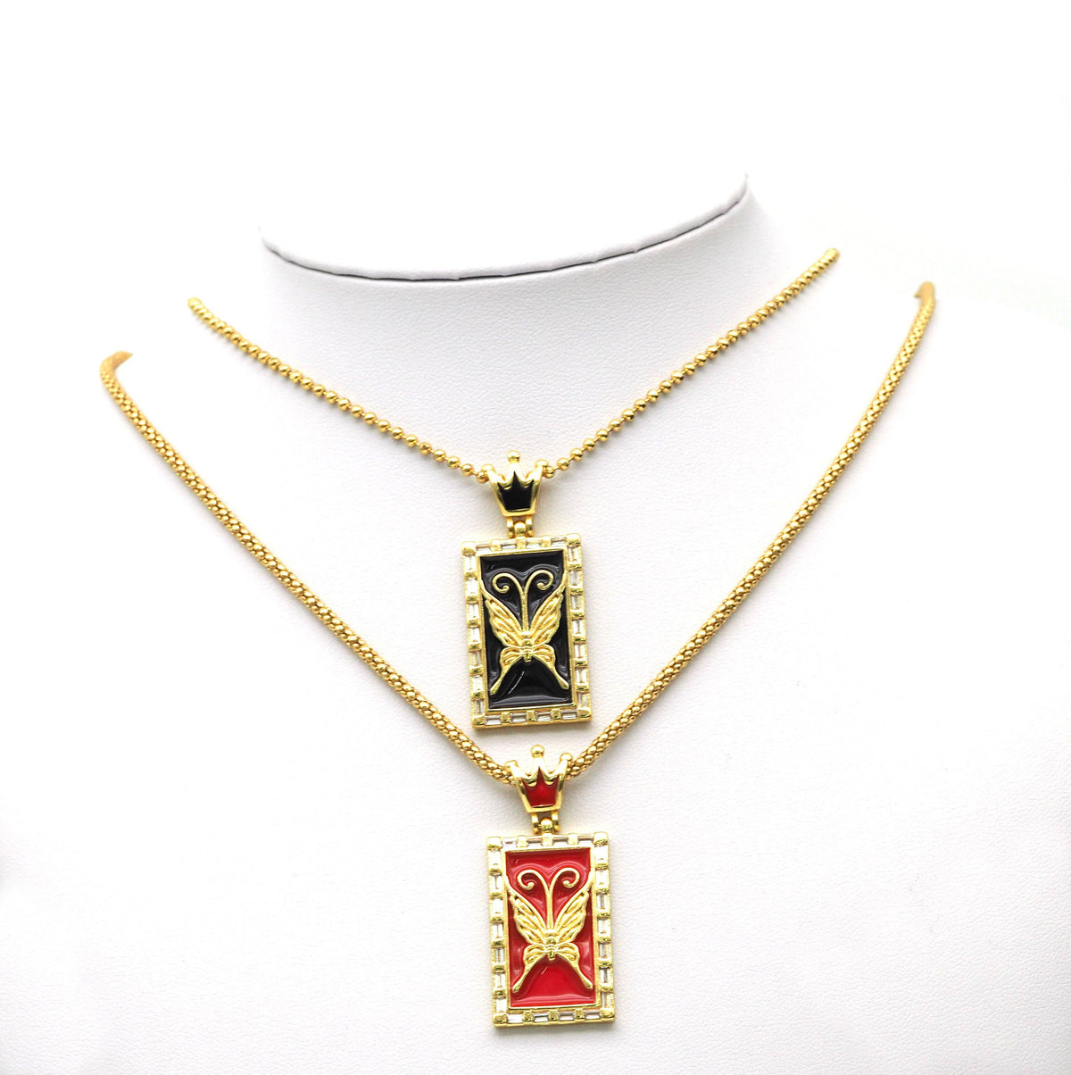 CZ Enamel Butterfly Pendant, Sku#JL78