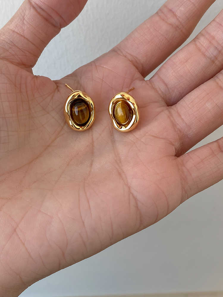 Caramel Chestnut 925 Sterling Silver Maillard Reaction Geometric Earrings