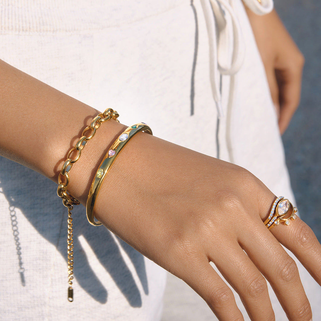 Colorful Zircon Open Bangle Collection