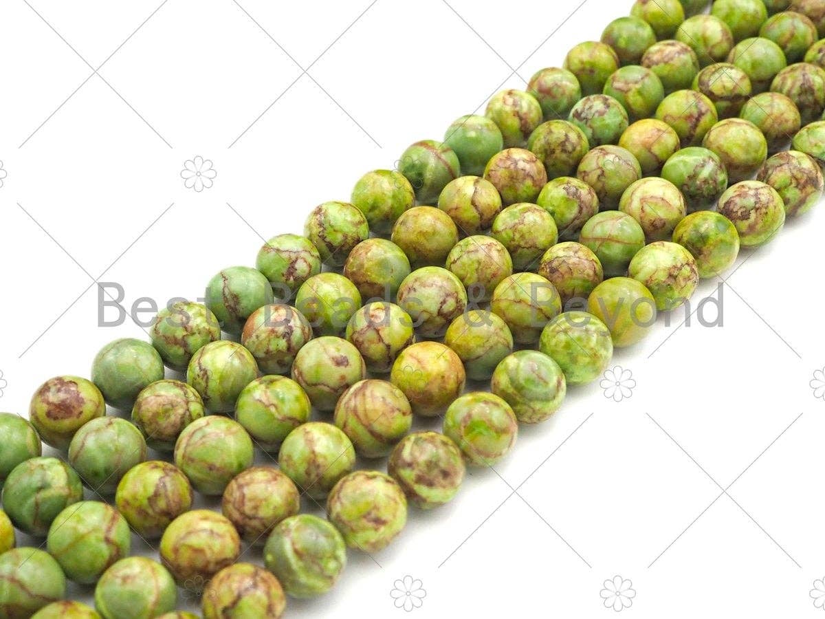 Smooth Round African Turquoise Beads, 6mm/8mm/10mm/12mm Apple Green Gemstone Beads, African Turquoise Beads, 15.5'' Full Strand, SKU#U1082