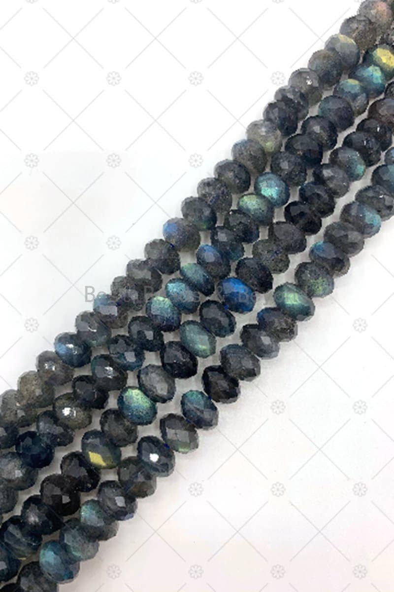 Top Quality Genuine Labradorite Rondelle Faceted Beads, 4x6mm/5x8mm/6x10mm Natural Labradorite Beads, 15.5'' Full Strand, Sku#U1250