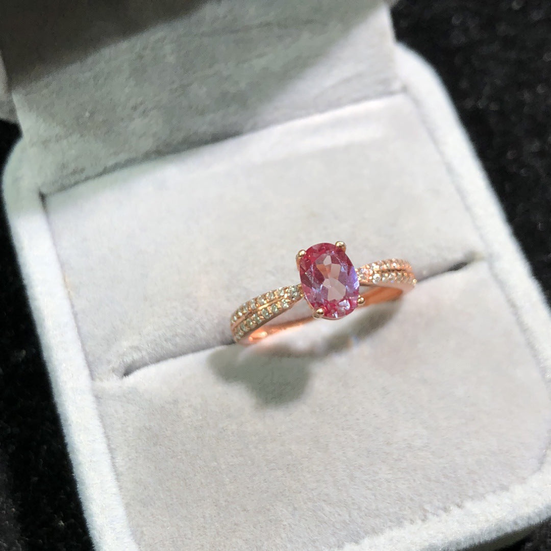 Colorfast High-end 18K Gold-plated Ring With Natural Amethyst