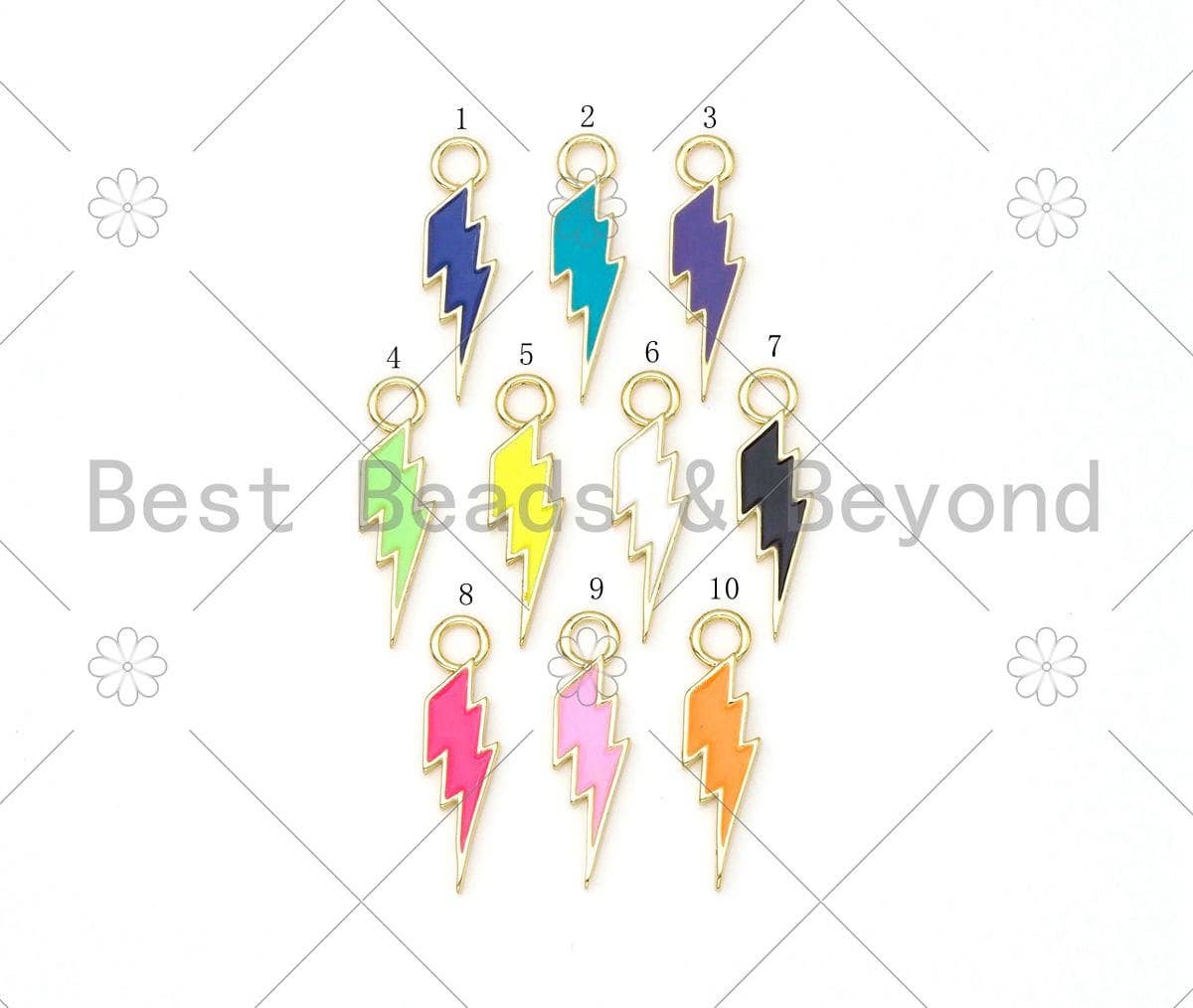 18K Gold Filled Enamel Colorful Lightning Shape Pendant, F1415