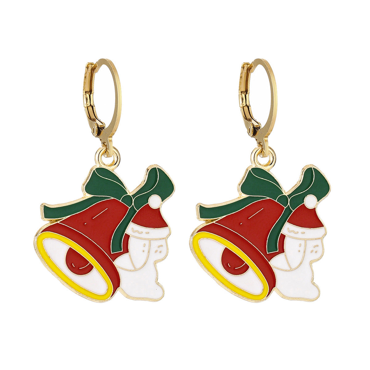 Cross-Border Personalized Christmas Alloy Earrings Christmas Hat Colorful Star Dot Diamond Christmas Tree Elk Gingerbread Man Earrings