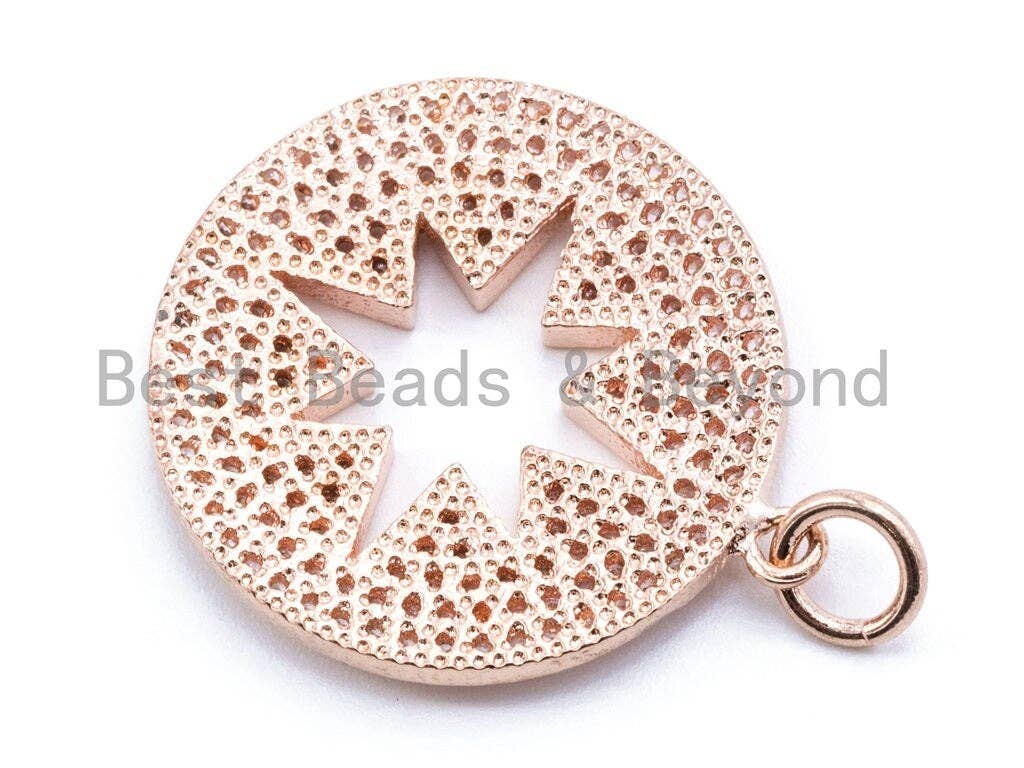 CZ Micro Pave Hollow Star Pendant/Charm, Cubic Zirconia Pendant Charm,24x31mm,1pc/2pcs, sku#F124