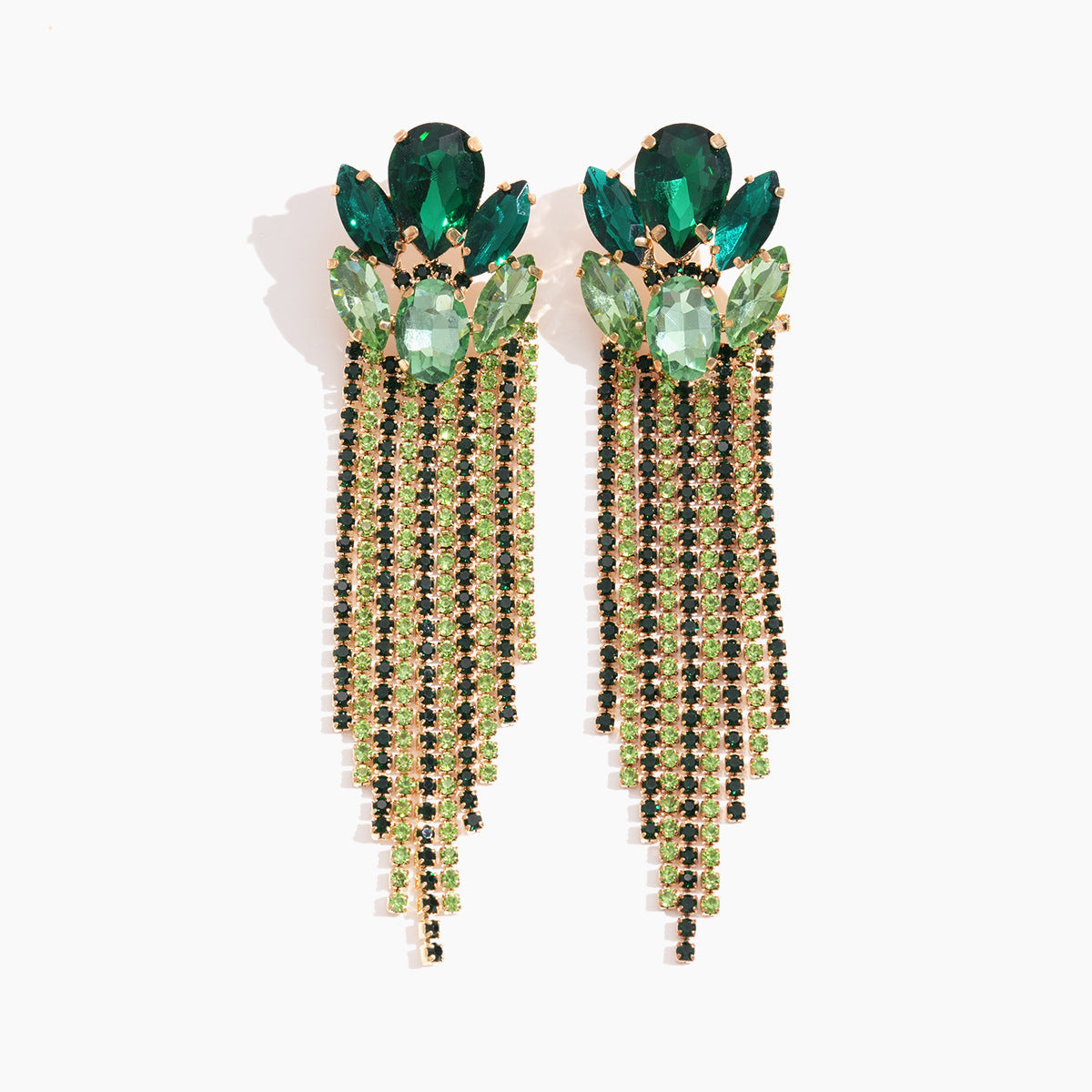 Womens Oval Rhinestone Inlaid Tassel Stud Earrings,Costume Earrings For Daily Banquet Party Wear