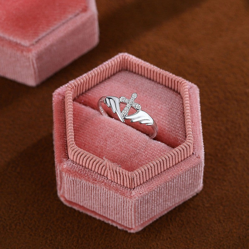 Angel Wings Cross Unique Punk Street-Style Open-End Index Finger Ring