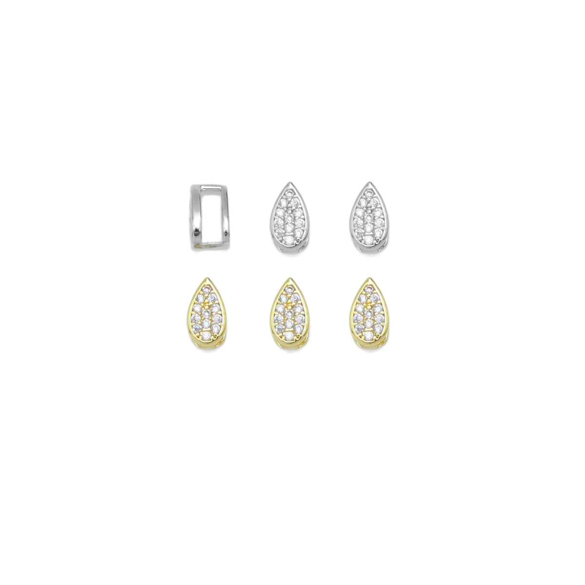 CZ Pave teardrop Shape Link connector, bail, charm holder, Sku#A247