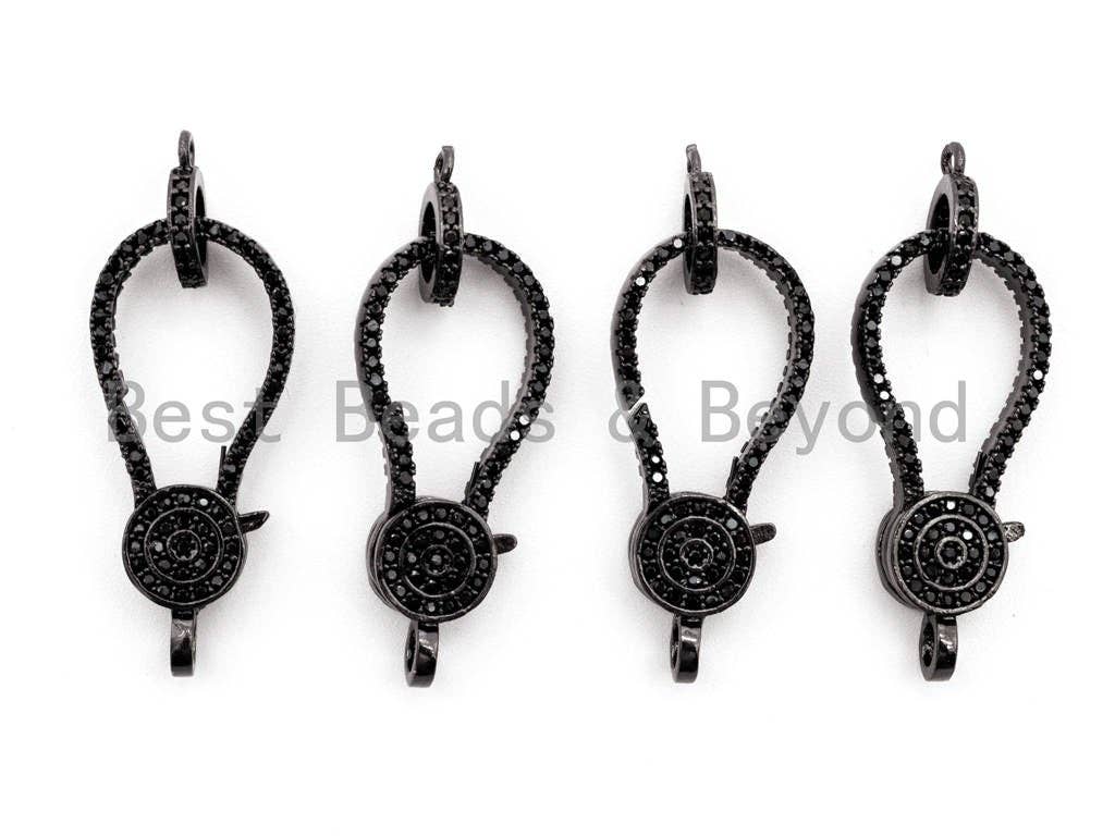 Black CZ Pave On Black Micro Pave Lobster Clasp with Jumping Ring Clasp, Fine Jewelry Clasp, Designer Clasp,  28x12mm,sku#H112
