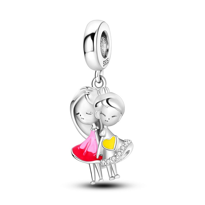 Sisterhood Friendship PendantSilverplated Beaded Heart Bestie Gift