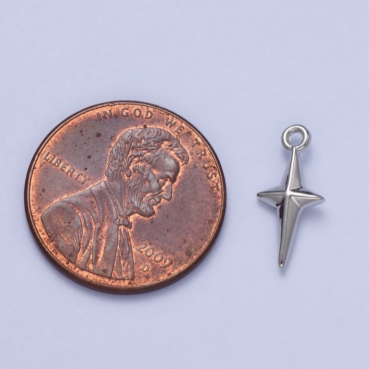 Celestial North Star 14mm Long Puffed Add-On Charm in Gold & Silver | AC046