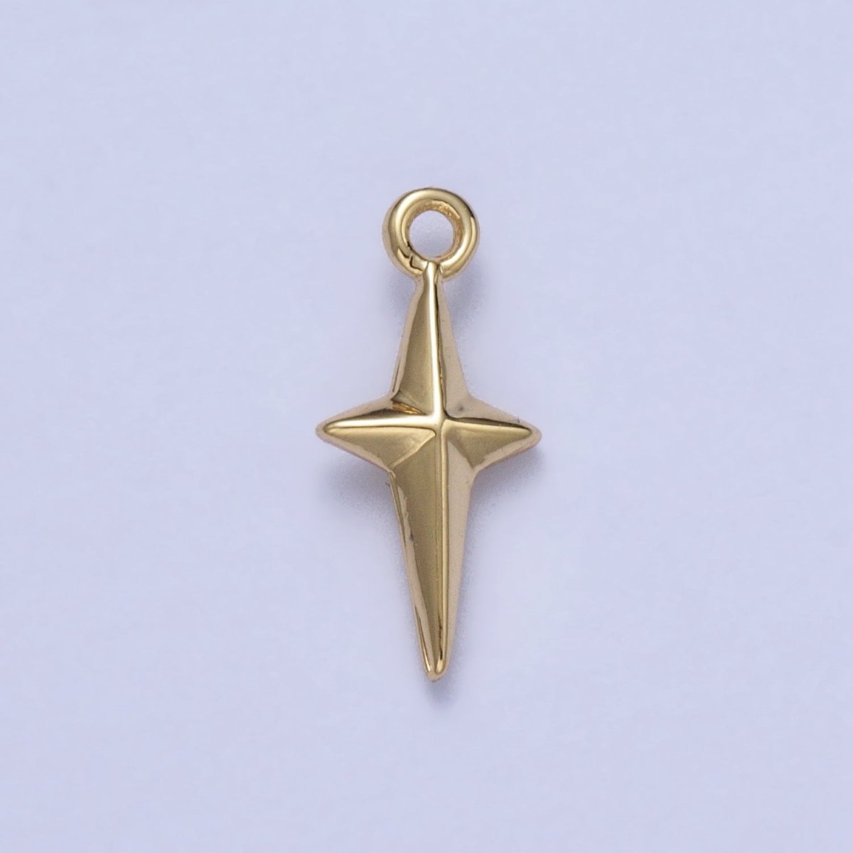 Celestial North Star 14mm Long Puffed Add-On Charm in Gold & Silver | AC046