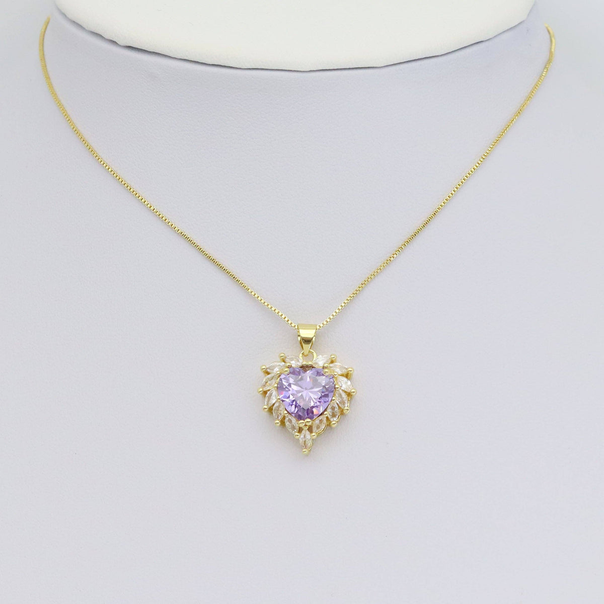 Pink Purple Clear CZ Heart Pendant, Sku#LK929