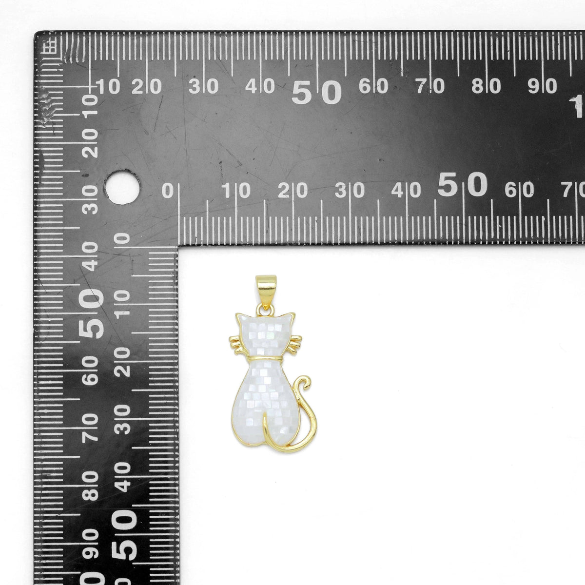 Mother of Pearl Cat Charm Pendant, Sku#WL18