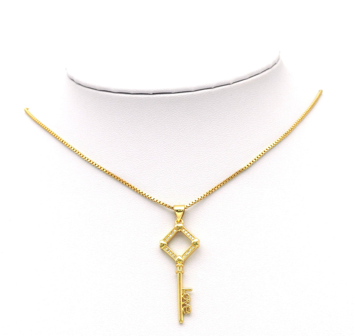 CZ Key with Love Word Shape Pendant, Sku#LK599