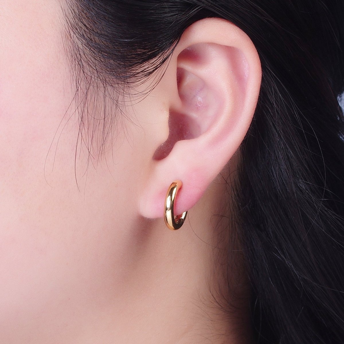 Chunky Gold Classic Huggie Minimalist Hoops | P-332 P-333 P-334 P-335 P-336