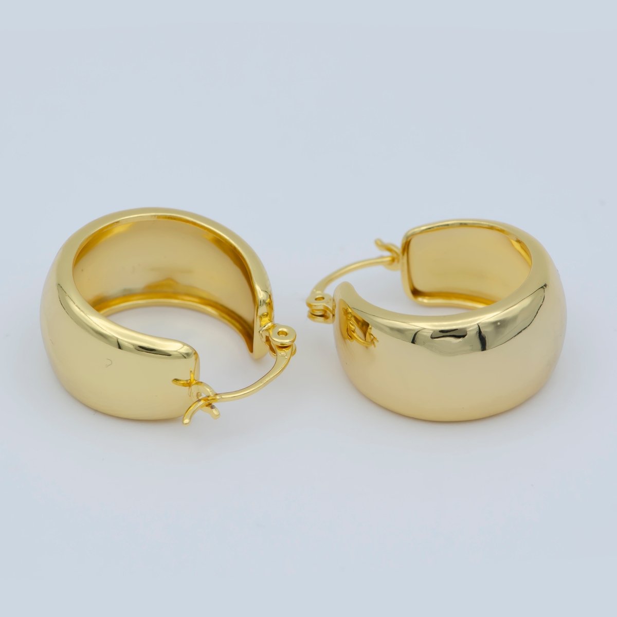 Chunky Gold Earrings, Minimalist Wide Dome Hoop Earrings in 24k Gold Filled Available in Thick Gold Chunky Hoops P-265