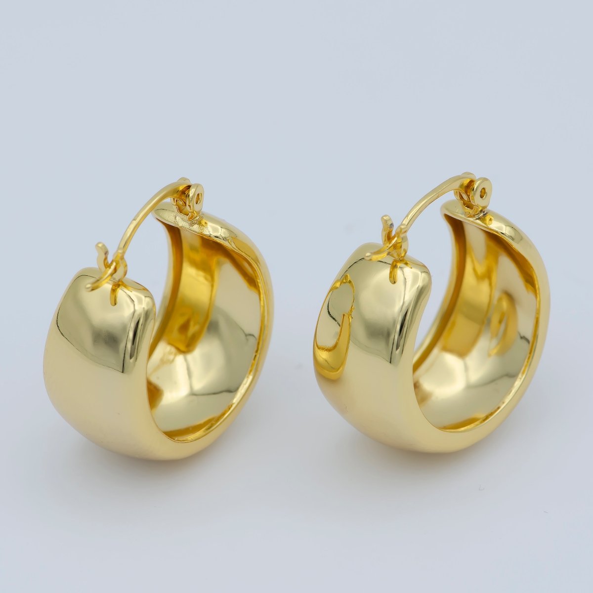 Chunky Gold Earrings, Minimalist Wide Dome Hoop Earrings in 24k Gold Filled Available in Thick Gold Chunky Hoops P-265