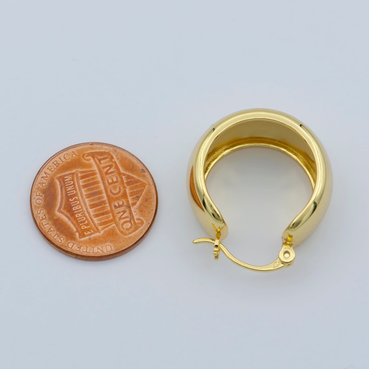 Chunky Gold Earrings, Minimalist Wide Dome Hoop Earrings in 24k Gold Filled Available in Thick Gold Chunky Hoops P-265