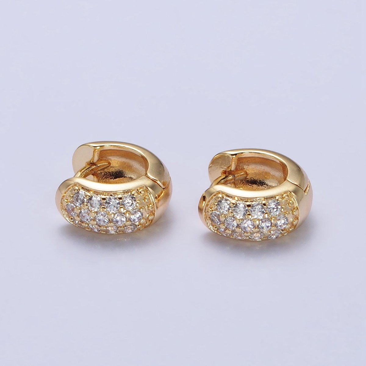 Chunky Gold Huggie Earrings Micro Pave Hoop Earrings, Huggie Hoop Earring in Silver Mini Huggie AB392 AB780