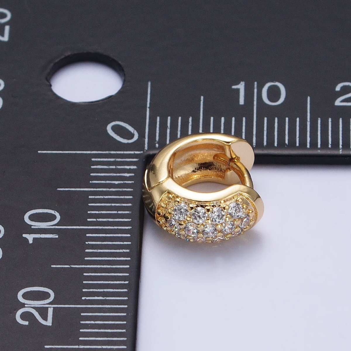 Chunky Gold Huggie Earrings Micro Pave Hoop Earrings, Huggie Hoop Earring in Silver Mini Huggie AB392 AB780