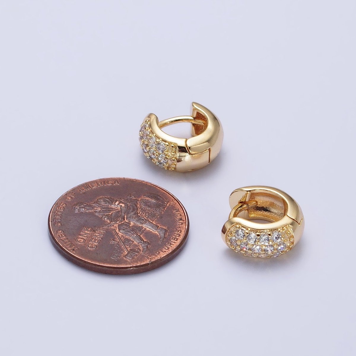 Chunky Gold Huggie Earrings Micro Pave Hoop Earrings, Huggie Hoop Earring in Silver Mini Huggie AB392 AB780