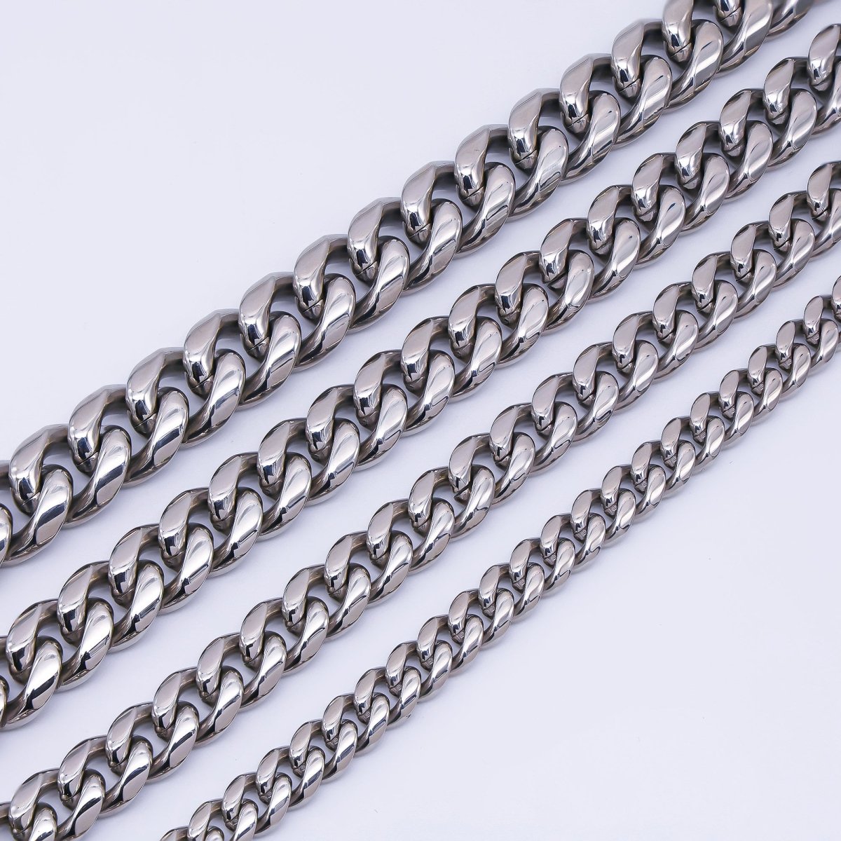 Chunky Stainless Steel Men's Cuban Link Chain Necklace 18.11” Long 8,10,12,14 mm Wide WA-3910