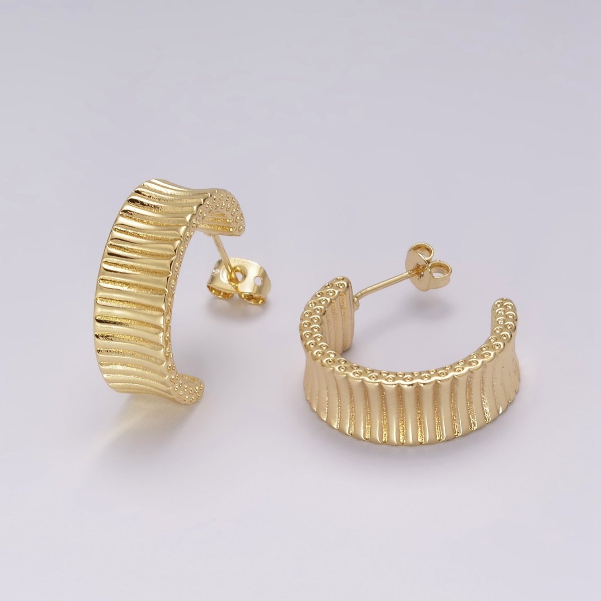 Chunky Striped hoop earrings, Modern hoop earrings 24K Gold Filled Hoop earrings T-230