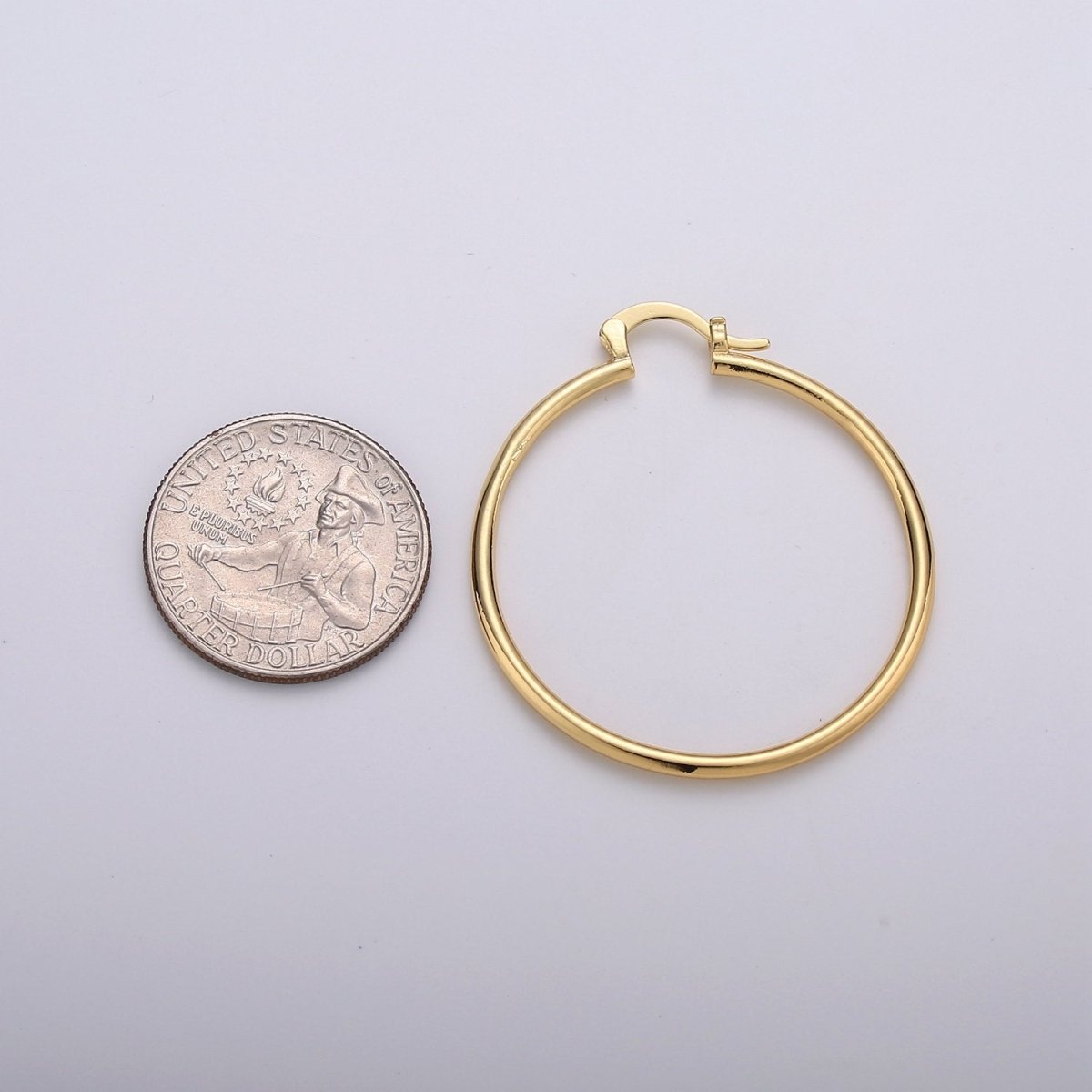 Classic Hoops Gold, 40mm Gold Hoops, Large Gold Hoop Earrings, Hollow Hoop Earrings, Chunky Hoops, Light Hoops for Every Day Wear Q-230
