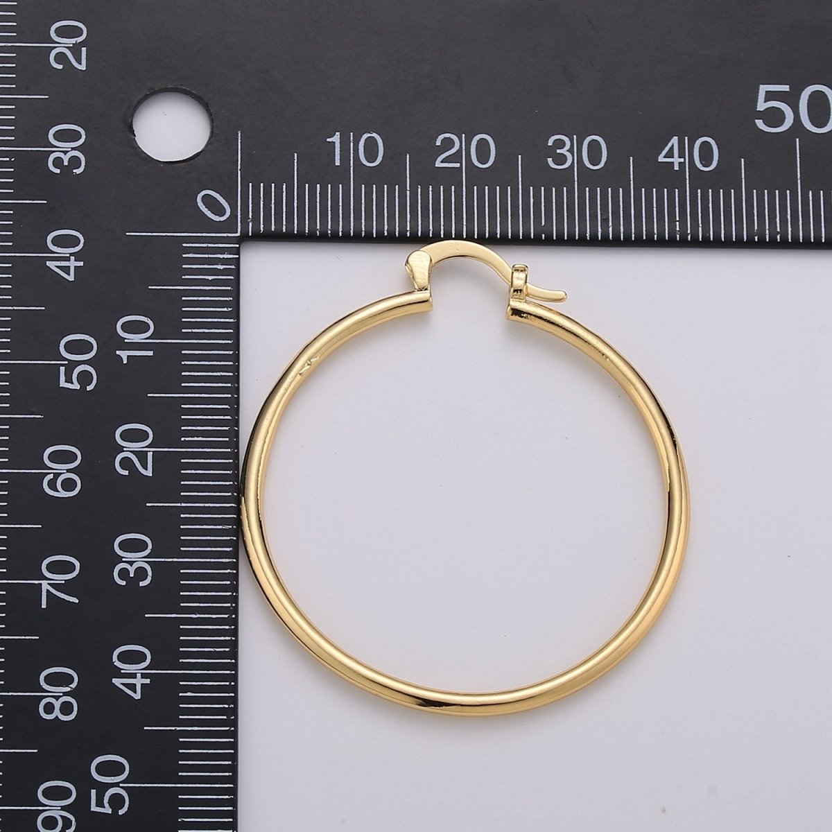 Classic Hoops Gold, 40mm Gold Hoops, Large Gold Hoop Earrings, Hollow Hoop Earrings, Chunky Hoops, Light Hoops for Every Day Wear Q-230