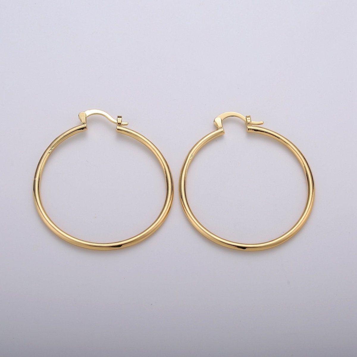Classic Hoops Gold, 40mm Gold Hoops, Large Gold Hoop Earrings, Hollow Hoop Earrings, Chunky Hoops, Light Hoops for Every Day Wear Q-230