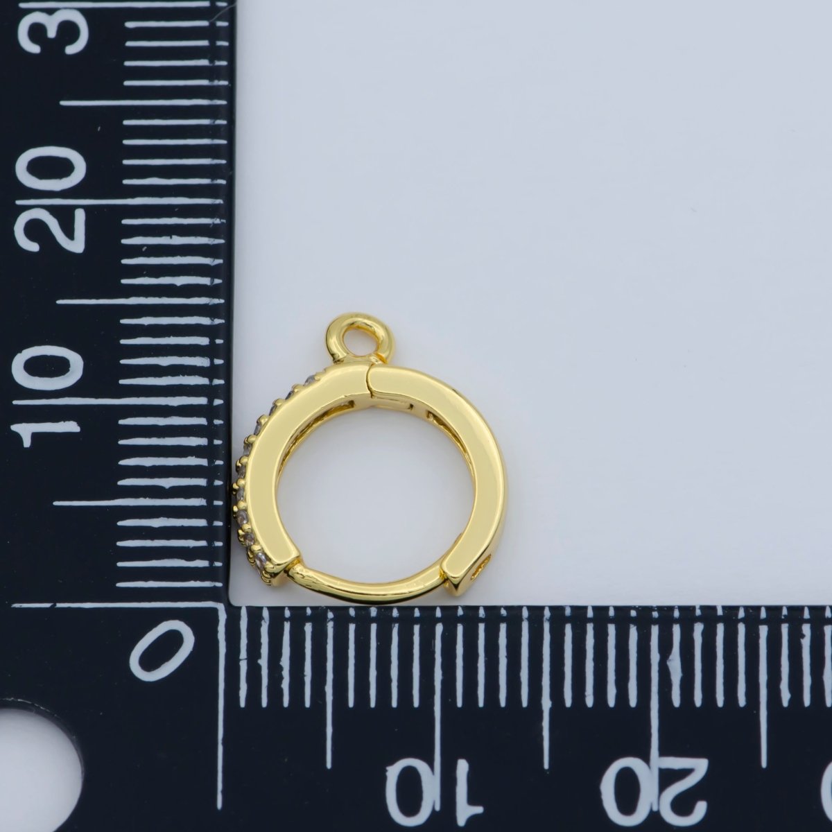 Clear cubic one touch w/ open link, Lead Nickel free 24K gold Filled Lever back earring making Component Cz Hoop L-383