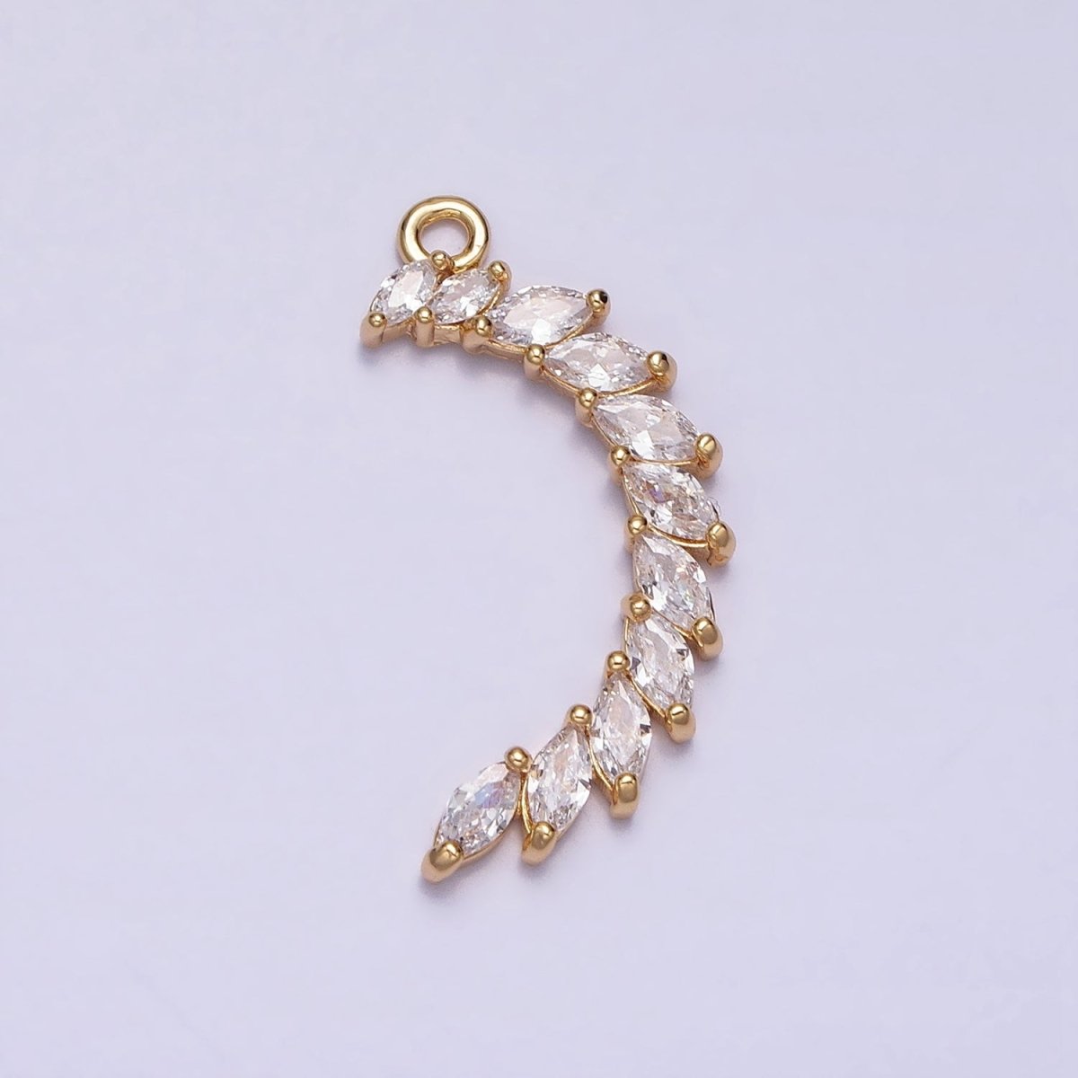 Clear Marquise Crescent CZ Lined Add-On Charm in Gold & Silver | Y-847