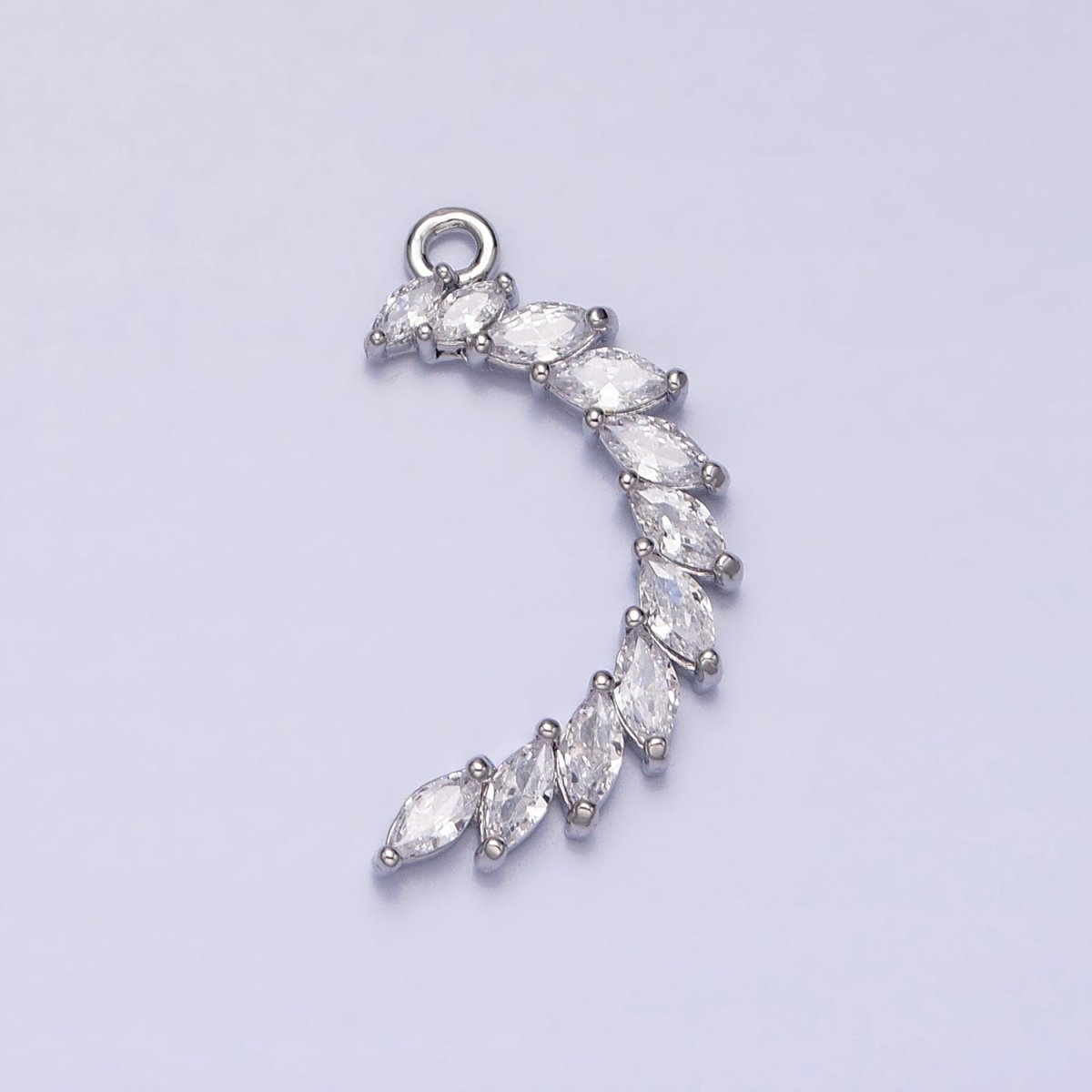 Clear Marquise Crescent CZ Lined Add-On Charm in Gold & Silver | Y-847
